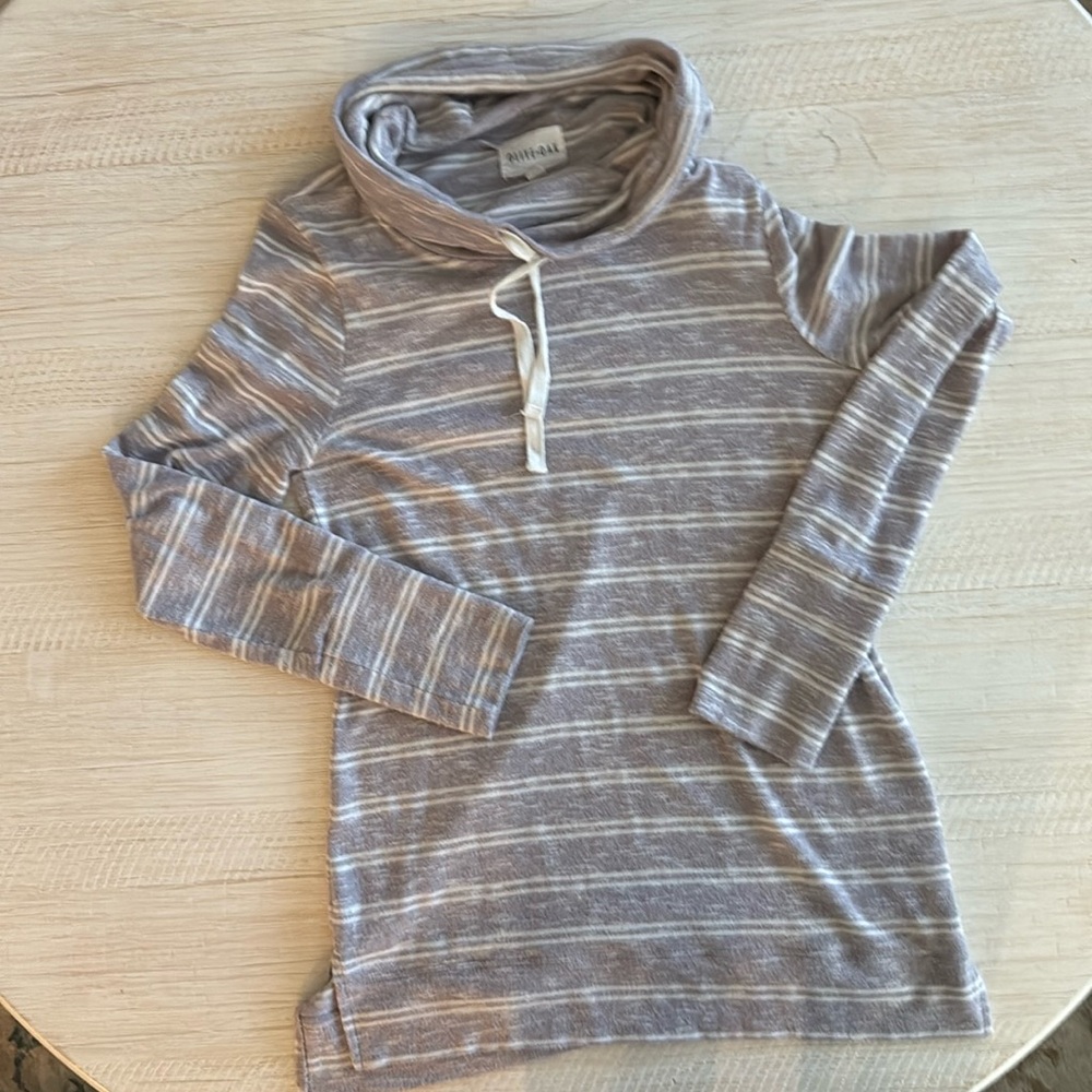 Olive + Oak Purple Striped Cowl Neck Sweatshirt